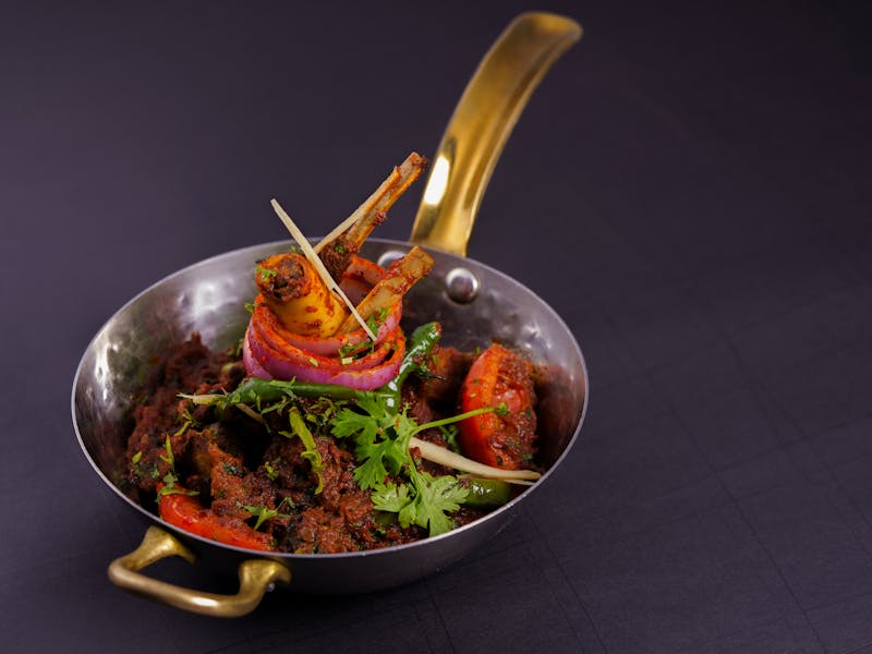 Lamb curry in a balti dish